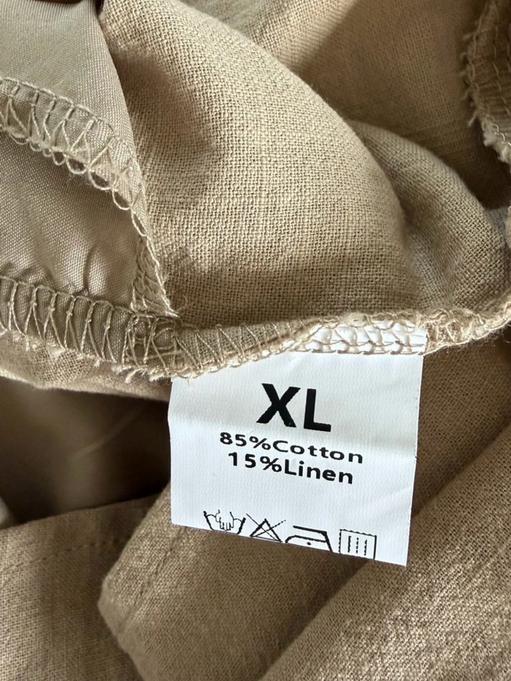 Neutral Linen Blend Cami XL Beige Tank Top Minimalist Summer - Picture 4 of 6